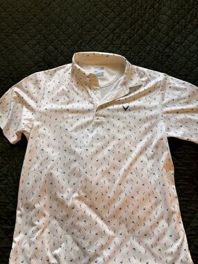 Callaway White Polo with Blue Micro Print